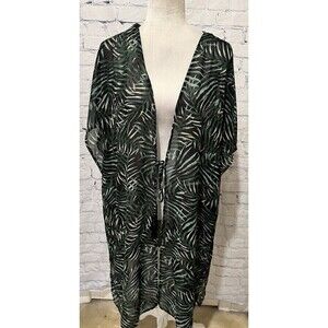 Avenue Sheer Open Long Kimono Boho Oversize Wrap Swim Coverup Plus Size 22/24